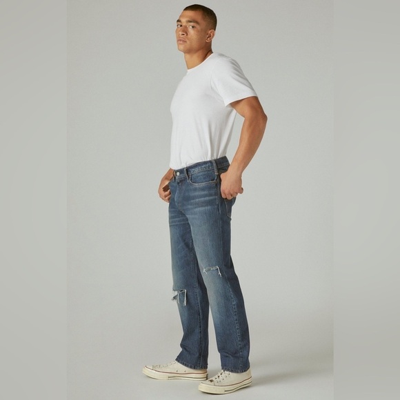 Lucky Brand Men’s 363 Vintage Straight Distressed Jeans in Blue Size 36 - Picture 3 of 11